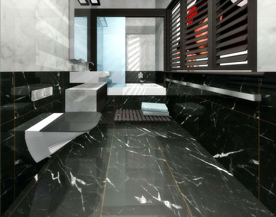 Carrelage de sol de salle de bains en marbre nero marquina personnalisé